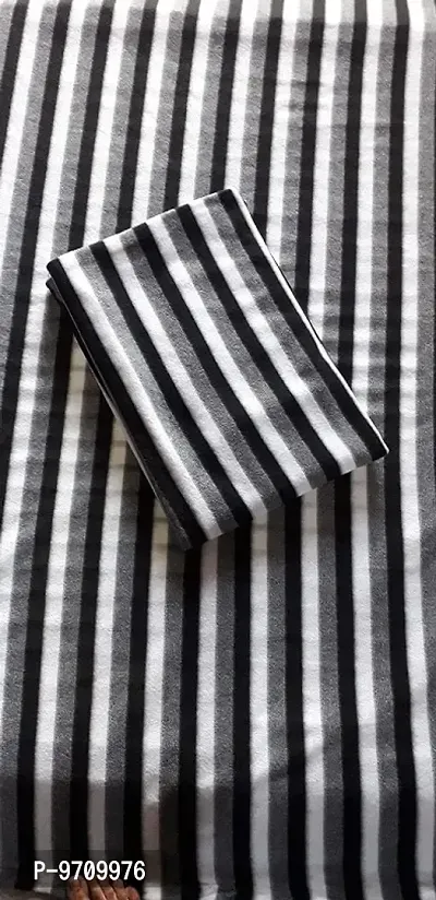 Light Weight Black and White Stripe Fleece Blanket(Pack of 1 Pc) Single Bed, Bedsheet for All Seasons Super Soft Plush and Luxurious AC Blanket Warm and Cozy-thumb2