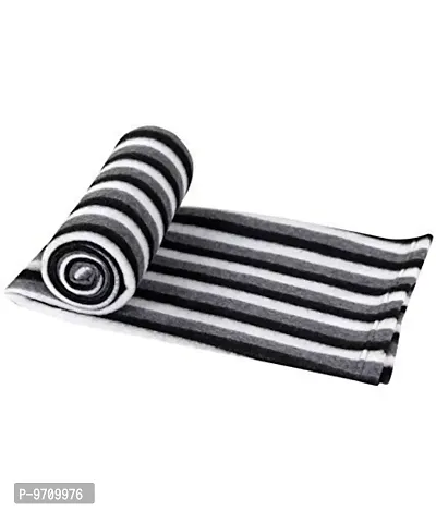 Light Weight Black and White Stripe Fleece Blanket(Pack of 1 Pc) Single Bed, Bedsheet for All Seasons Super Soft Plush and Luxurious AC Blanket Warm and Cozy-thumb3
