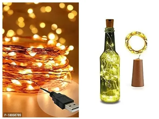 Combo Cork Shaped Bottle Fairy String Lights Battery  Copper String Led Light 5 Meter (Pack of 1) for Valentine Day