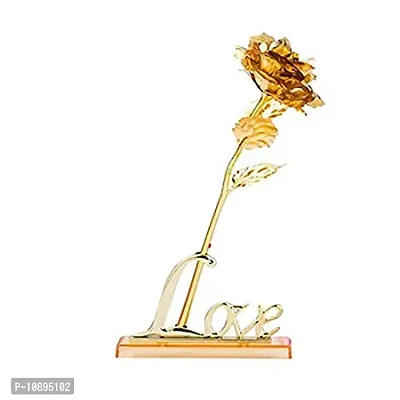 Artificial Golden Rose Flower with Love Stand | 24K Gold Plated Rose with Love Stand in Gift Box with Carry Bag | Best Valentine&rsquo;s Day,Friendship&rsquo;s Day, Rose Day, Birthday Gift.-thumb2