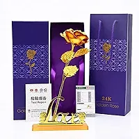 Artificial Golden Rose Flower with Love Stand | 24K Gold Plated Rose with Love Stand in Gift Box with Carry Bag | Best Valentine&rsquo;s Day,Friendship&rsquo;s Day, Rose Day, Birthday Gift.-thumb2