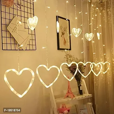LED Heart Shape Curtain String Lights with 8 Flashing Modes Decorati, (Pack of 1) for Valentine Day