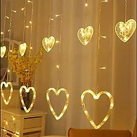 LED Heart Shape Curtain String Lights with 8 Flashing Modes Decorati, (Pack of 1) for Valentine Day-thumb2