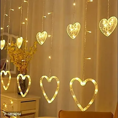 LED Heart Shape Curtain String Lights with 8 Flashing Modes Decorati, (Pack of 1) for Valentine Day-thumb3