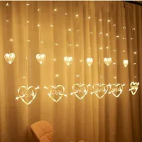 12 Heart Love String Window Curtain Lights, 138 LED Soft Bright Heart Shape Curtain String Lights with 8 Flashing Wedding Bedroom Home Patio Garden Indoor Outdoor Decor (6 Big Heart 6 Small Heart)-thumb1
