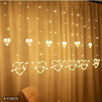 12 Heart Love String Window Curtain Lights, 138 LED Soft Bright Heart Shape Curtain String Lights with 8 Flashing Wedding Bedroom Home Patio Garden Indoor Outdoor Decor (6 Big Heart 6 Small Heart)-thumb2