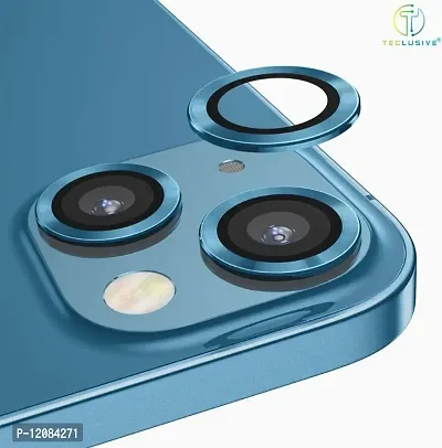 Camera Lens Protector Compatible for iPhone 13/iPhone 13 Mini, [Anti-Scratch] Premium Tempered Glass Film Aluminum Alloy Lens Ring Cover - Blue-thumb0