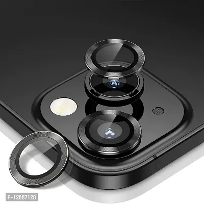 Camera Lens Protector for iPhone 13 and iPhone 13 Mini,Ultra Clear HD Tempered Glass,Aluminum Alloy Lens Screen Ring Cover Film [Anti Scratch][Night Circle] - Black-thumb0