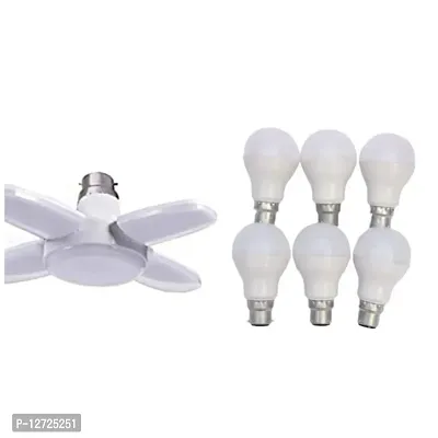 Combo Bright Portable Fan Shape With Led Swings 20W Led Bulb (pack of 1 Pcs)  12-Watts LED Bulb Cool White (Pack of 6 Pcs)-thumb0