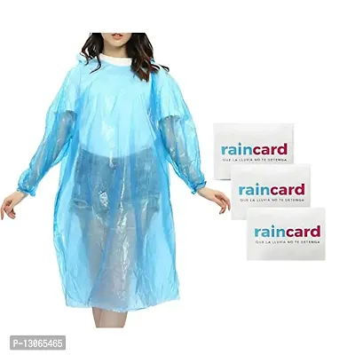 Easy to Carry Emergency Waterproof Rain Poncho with Drawstring Hood Pocket Raincoat for Mens and Womens Disposable Raincoat Card (Pack of 1)-thumb0