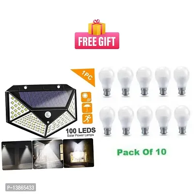 Combo Solar Interaction Wall Lamp(Pack of 1)  9W Led Bulb (Pack of 10)-thumb0