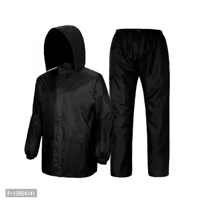 Rain Coat for Men Raincoat with Pants Polyester Rain Coat For Men Bike Rain Suit Rain Jacket Suit Mobile Pocket with Storage Bag - SIZE- Small-thumb0
