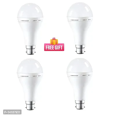 12W LED Bulb with Inverter Battery - Cool Day White Rechargeable Bulb - Energy Efficient Inverter LED Bulb - B22 Charging Bulb for Home, Office, Hospital  Hotel - Emergency LED Bulb-Pack of 4