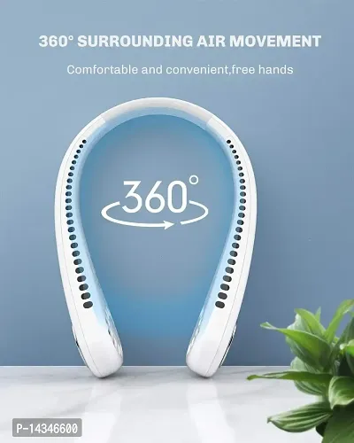 Neck Fan, Rechargeable Hands Free Bladeless Personal Mini Fan,3 Speeds 48 Air Outlet, Free Adjustment Personal Cooling Fan, Wearable Portable Fan Suitable for Traveling, Sports, Office-thumb2
