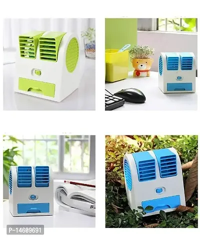 Mini Ac Usb And Battery Operated Air Conditioner Mini Water Air Cooler Cooling Fan Duel Blower With Ice Chambe Perfect For Temple Multi Color Pack Of 1-thumb2