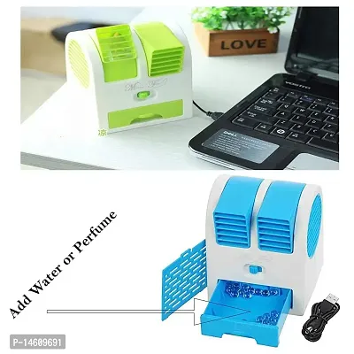 Mini Ac Usb And Battery Operated Air Conditioner Mini Water Air Cooler Cooling Fan Duel Blower With Ice Chambe Perfect For Temple Multi Color Pack Of 1-thumb3