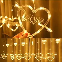 12 Heart Love String Window Curtain Lights, 138 LED Soft Bright Heart Shape Curtain String Lights with 8 Flashing  20 LED Wine Bottle Cork Lights Copper Wire String Lights (Pack of 1)-thumb1