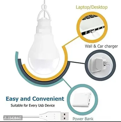Bright USB LED Bulb of 9 Volts / 9 Watts Along with Long Wire/Cable. (White) (Pack of 2)-thumb2