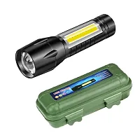 Combo  Mini Flashlight Emergency Led Light Zoom Focus Torch Light with 3 Modes  Keychain LED Light 2-Hours Battery Life with Bottle Opener, Magnetic Base and Folding Bracket (Pack of1)-thumb1