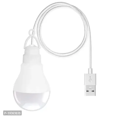 Combo Mini Usb LED Flexible Light Lamp Plastic Mini Bulb White Led Night USB Bulb Usb Led Y Bulb With One Meter Wire (Pack of 1)-thumb2