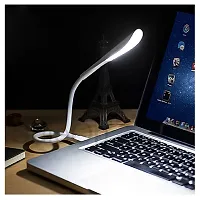 Combo Portable Flexible Adjustable Eye Protection USB LED Desk Light Table Lamp Bright USB LED Bulb / 9 Volts / 9 Watts Along with Long Wire/Cable. (White) (Pack of1)-thumb1
