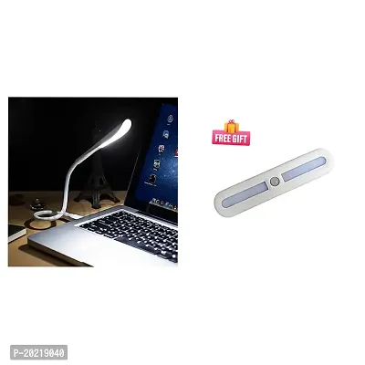 Combo Portable Flexible Adjustable Eye Protection USB LED Desk Light Table LampWireless Rechargeable Motion Sensor Induction lamp with Charging Cable (Pack of 1)-thumb0