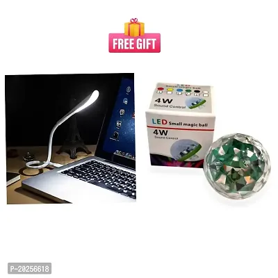 Combo Portable Flexible Adjustable Eye Protection USB LED Desk Light Table Lamp (Pack of 1)  USB Operated Disco Projection Light Multicolor Disco Effects Round LED Night Light (Pack of 2)
