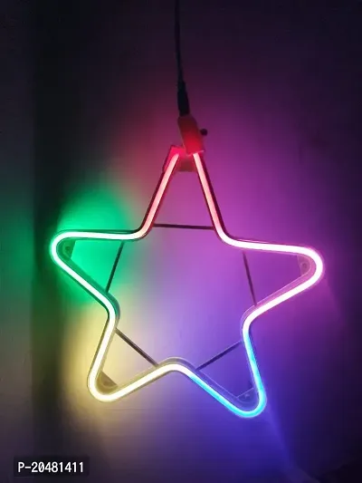 Neon Star Design Led Lights for Indoor Outdoor Decoration Diwali Light for Party Birthday Diwali Christmas Navratri Valentine Gift Home Decoration Light Multicolour (Pack of 1)