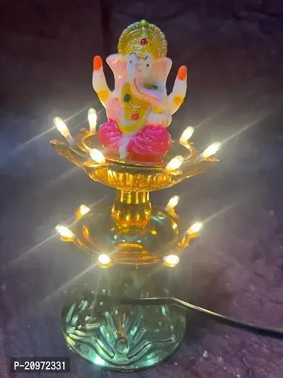 Ganesha 2 Layer Electric Diya Deepak Light Pooja Diya with 14 LED Light Mandir Diya for Home Temple Decor Electric Diya  (Pack of 1)