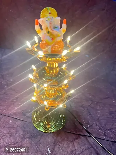 Ganesha 3 Layer Electric Diya Deepak Light Pooja Diya  with 21 LED Light Mandir Diya for Home Temple Decor Electric Diya  (Pack of 1)