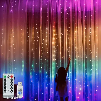 Window Curtain String Light 280 LED 8 Lighting Modes Fairy Lights Remote Control USB Powered Waterproof Lights for Diwali Valentines Bedroom Party Wedding Home Wall Decorations (Rainbow)-thumb0