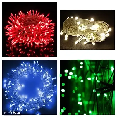 Combo (Red,White,Blue, Color Light 15 Meter LED Pixel String Light 49 ft for Diwali Christmas Home Decoration.Heavy Duty Copper Led Pixel String Light Rice String (Red,White,Blue,Green) -Pack of 4 Pcs-thumb0