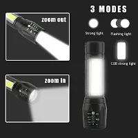 Led Flashlight Rechargeable USB Torch Mini Small Light Super Bright Handheld Tiny Portable Pocket Flash Light with COB Side Searchlight High Lumens Zoomable Emergency Camping Accessories (Pack of 2)-thumb1