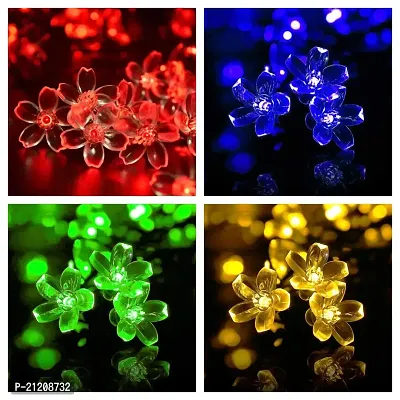 Combo Red,Blue,Green Warm White Color Silicone Blossom Flower Fairy String Lights, 14 LED 3 Meter Blooming Flower Series Lights for Festival Home Decoration Red,Blue,Green Warm White (Pack of 1)