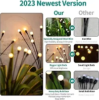Firefly Outdoor Solar Lights | 6 LED | with Flash Mode | Starburst Swaying Solar Garden Light, Warm Garden Light | Outdoor Decoration | Waterproof | Path Lights for Pots, Balcon, Pathway (Pack of 2)-thumb2