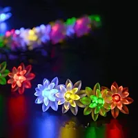 Double Silicone Flower String Light 14 LED 3 Meter Lotus Fairy Light for Home Decoration, Indoor Outdoor Decoration Waterproof Flower Light for Diwali, Christmas (Multicolor, Plug-in)-thumb1