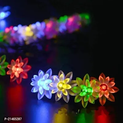 Double Silicone Flower String Light 14 LED 3 Meter Lotus Fairy Light for Home Decoration, Indoor Outdoor Decoration Waterproof Flower Light for Diwali, Christmas (Multicolor, Plug-in)-thumb2