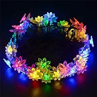 Double Silicone Flower String Light 14 LED 3 Meter Lotus Fairy Light for Home Decoration, Indoor Outdoor Decoration Waterproof Flower Light for Diwali, Christmas (Multicolor, Plug-in)-thumb2