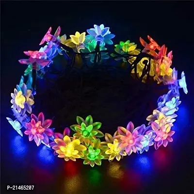 Double Silicone Flower String Light 14 LED 3 Meter Lotus Fairy Light for Home Decoration, Indoor Outdoor Decoration Waterproof Flower Light for Diwali, Christmas (Multicolor, Plug-in)-thumb3