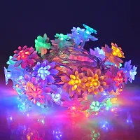 Double Silicone Flower String Light 14 LED 3 Meter Lotus Fairy Light for Home Decoration, Indoor Outdoor Decoration Waterproof Flower Light for Diwali, Christmas (Multicolor, Plug-in)-thumb3