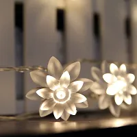 Double Silicone Flower String Light 14 LED 3 Meter Lotus Fairy Light for Home Decoration, Indoor Outdoor Decoration Waterproof Flower Light for Diwali, Christmas (Warm White, Plug-in)-thumb1