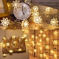 Double Silicone Flower String Light 14 LED 3 Meter Lotus Fairy Light for Home Decoration, Indoor Outdoor Decoration Waterproof Flower Light for Diwali, Christmas (Warm White, Plug-in)-thumb3