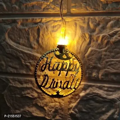 Happy Diwali Golden Metal String LED Light 10 LED 3 Meter Metal Fairy Lights for Diwali, Home Decoration Wall Hanging Light (Plug-in, Warm White)-thumb2