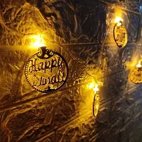 Happy Diwali Golden Metal String LED Light 10 LED 3 Meter Metal Fairy Lights for Diwali, Home Decoration Wall Hanging Light (Plug-in, Warm White)-thumb2