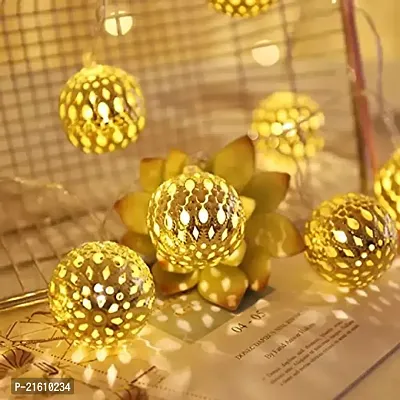 15 LED Crystal Moroccan Balls String Light for Diwali, Flameless  Smokeless LED Lights for Any Festival/Diwali/Christmas/Events/Home Decoration (Yellow Light, 5 metres)