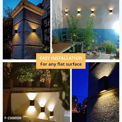 Solar Wall Lights (Pack of 1) Small Fence Lights Solar Powered LED Porch Light, Luces Solares para Exteriores, Exterior Light Fixture Christmas Lights Holiday Decor (Warm White Lighting)-thumb3