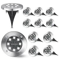 Solar Ground Lights, (Pack of 1) 8 LED Solar Pathway Lights Waterproof In-Ground Outdoor Landscape Lighting Solar Disk Lights for Patio Pathway Lawn Yard Driveway Walkway (White)-thumb2
