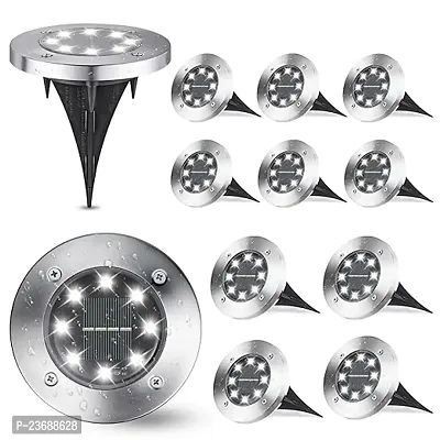 Solar Ground Lights, (Pack of 1) 8 LED Solar Pathway Lights Waterproof In-Ground Outdoor Landscape Lighting Solar Disk Lights for Patio Pathway Lawn Yard Driveway Walkway (White)-thumb3