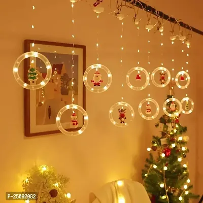 Christmas Santa Ring Curtain LED Lights (2.5 mtr, Pack of 1) Curtain Light (Warm White) Christmas Fairy Light,Cute LED Lights