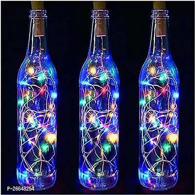 20 LED Wine Bottle Cork Copper Wire String Lights, 2M Battery Powered (Multicolor, Pack of 3)-thumb0